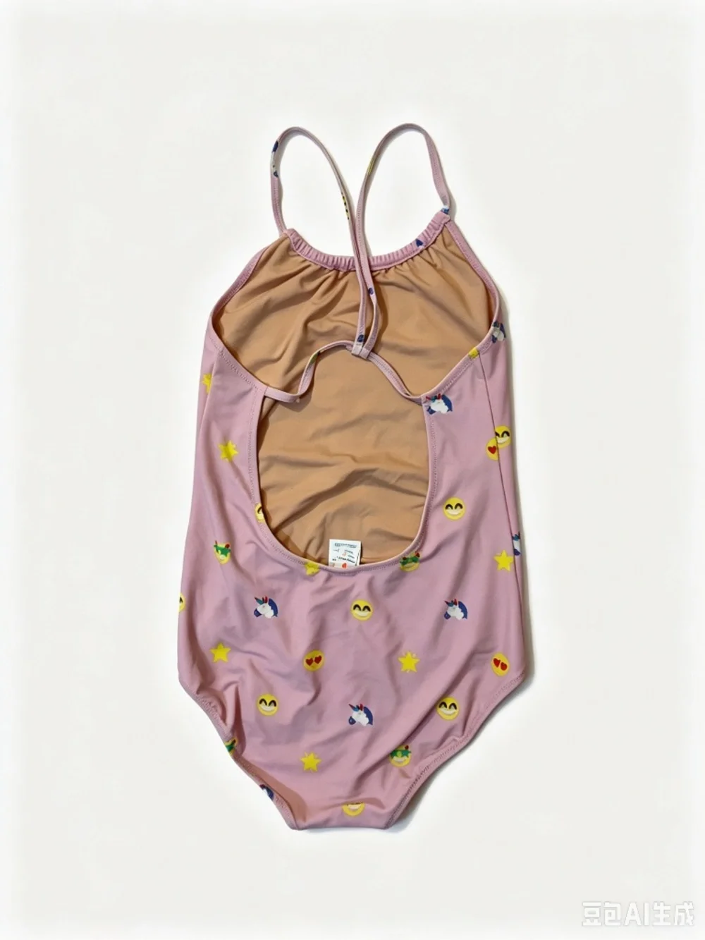 Crewcuts Girls One Piece Swimsuit Size 16 Pink Emoji Unicorn Print